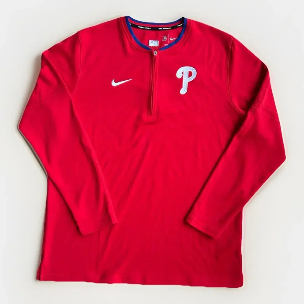 Philadelphia Phillies Nike Pullover Men's Size Large 1/4 Zip Red MLB Baseball